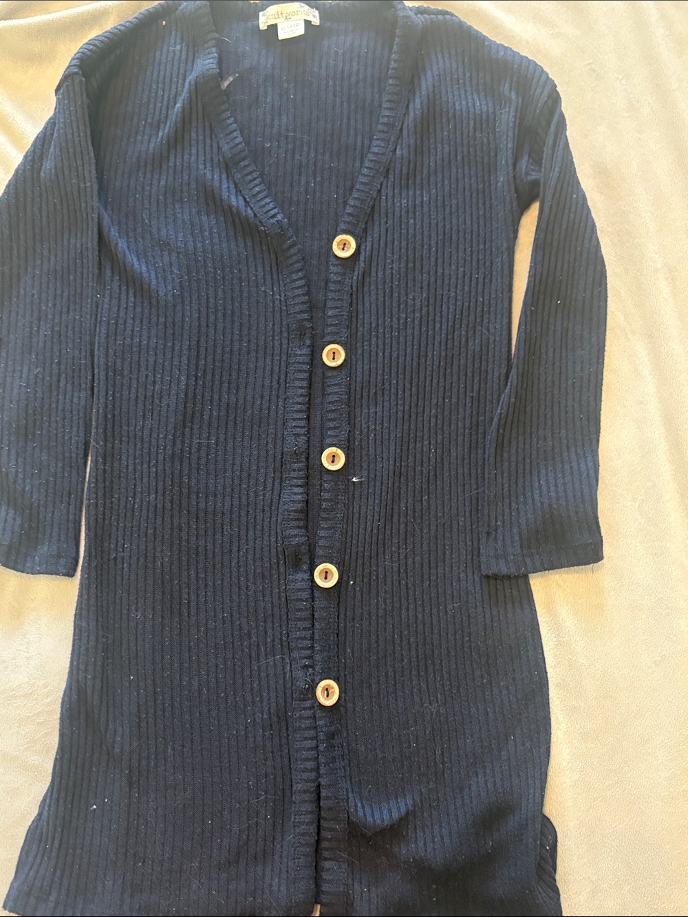 Knitworks Navy Ribbed Button Cardigan